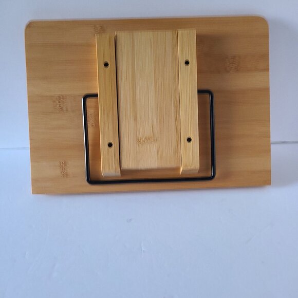 BAMBOO BOOK STAND | ADJUSTABLE HOLDER TRAY W/PAGE PAPER CLIP | PORTABLE - Picture 9 of 14